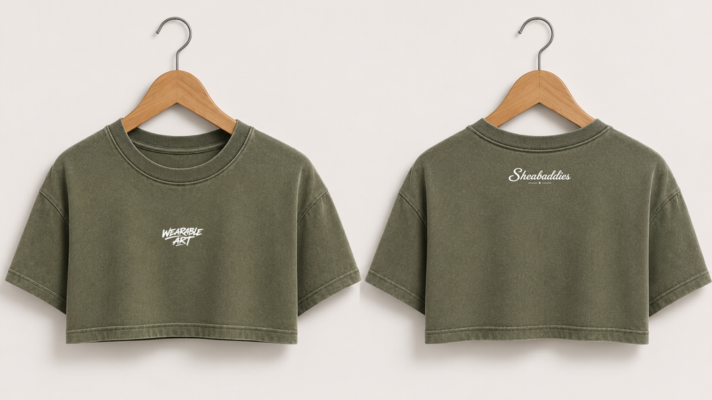 Wearable Art Women's Boxy Cropped T-Shirt | Vintage Wash |  Sheabaddies™ by Sheabyrd Design Lab