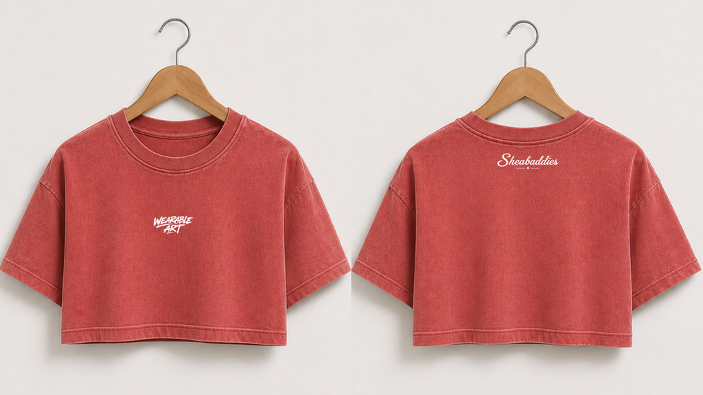 Wearable Art Women's Boxy Cropped T-Shirt | Vintage Wash |  Sheabaddies™ by Sheabyrd Design Lab