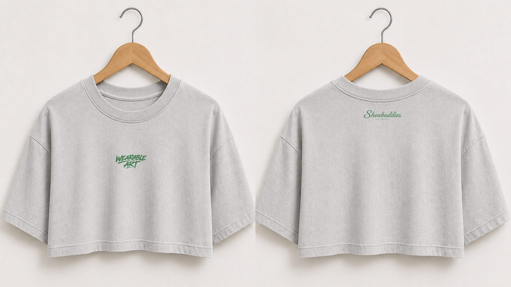 Wearable Art Women's Boxy Cropped T-Shirt | Vintage Wash |  Sheabaddies™ by Sheabyrd Design Lab