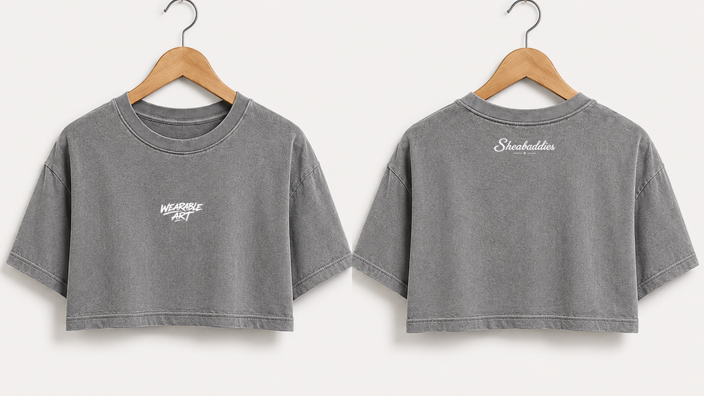 Wearable Art Women's Boxy Cropped T-Shirt | Vintage Wash |  Sheabaddies™ by Sheabyrd Design Lab