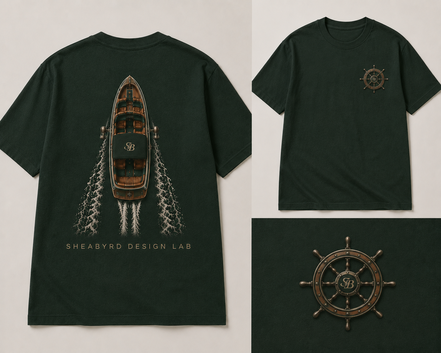 Sheabyrd Design Lab™ | Wake Series Heavyweight Tee – Green/Vintage Green/Black