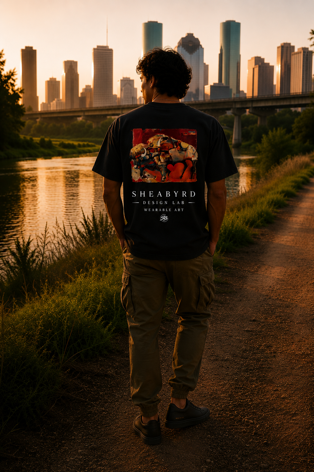 "Buffalo Bayou" Hand Painted Graphic Tee | 100% Cotton Premium Tees | Sheabyrd Design Lab