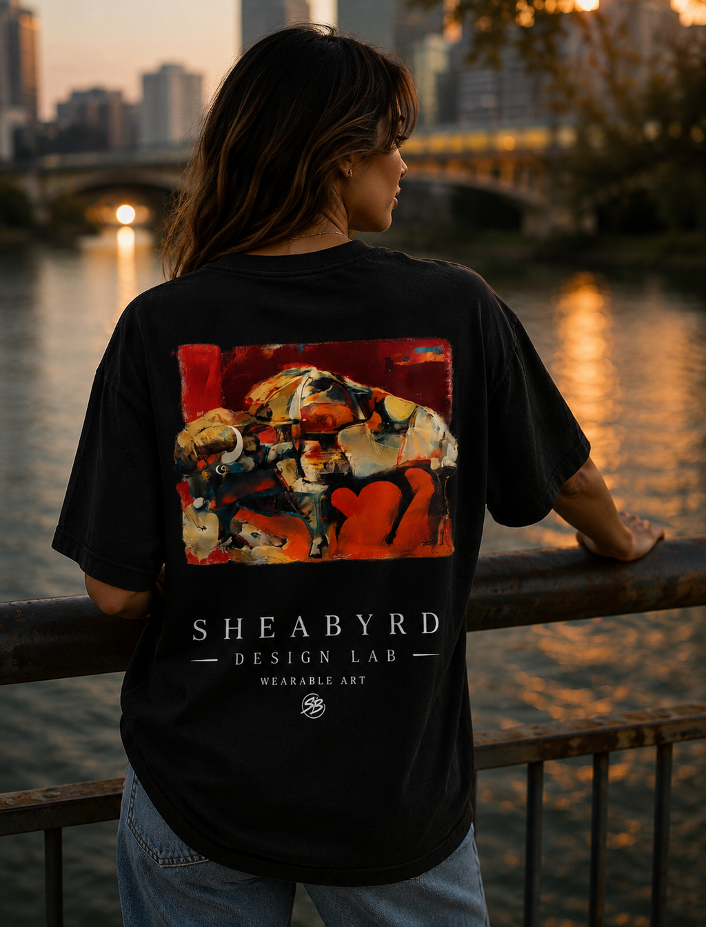 "Buffalo Bayou" Hand Painted Graphic Tee | 100% Cotton Premium Tees | Sheabyrd Design Lab