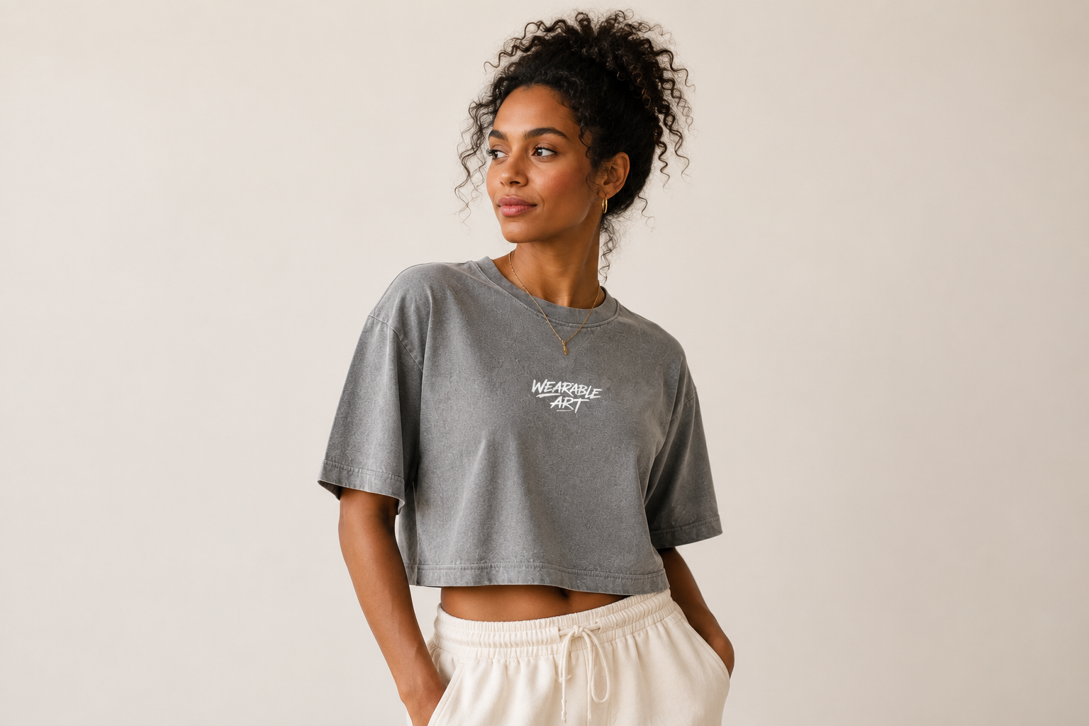 Wearable Art Women's Boxy Cropped T-Shirt | Vintage Wash |  Sheabaddies™ by Sheabyrd Design Lab
