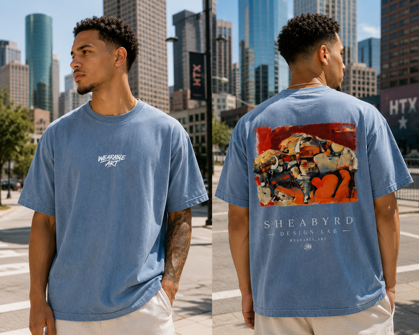 "Buffalo Bayou" Hand Painted Graphic Tee | 100% Cotton Premium Tees | Sheabyrd Design Lab
