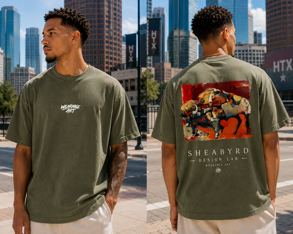 "Buffalo Bayou" Hand Painted Graphic Tee | 100% Cotton Premium Tees | Sheabyrd Design Lab