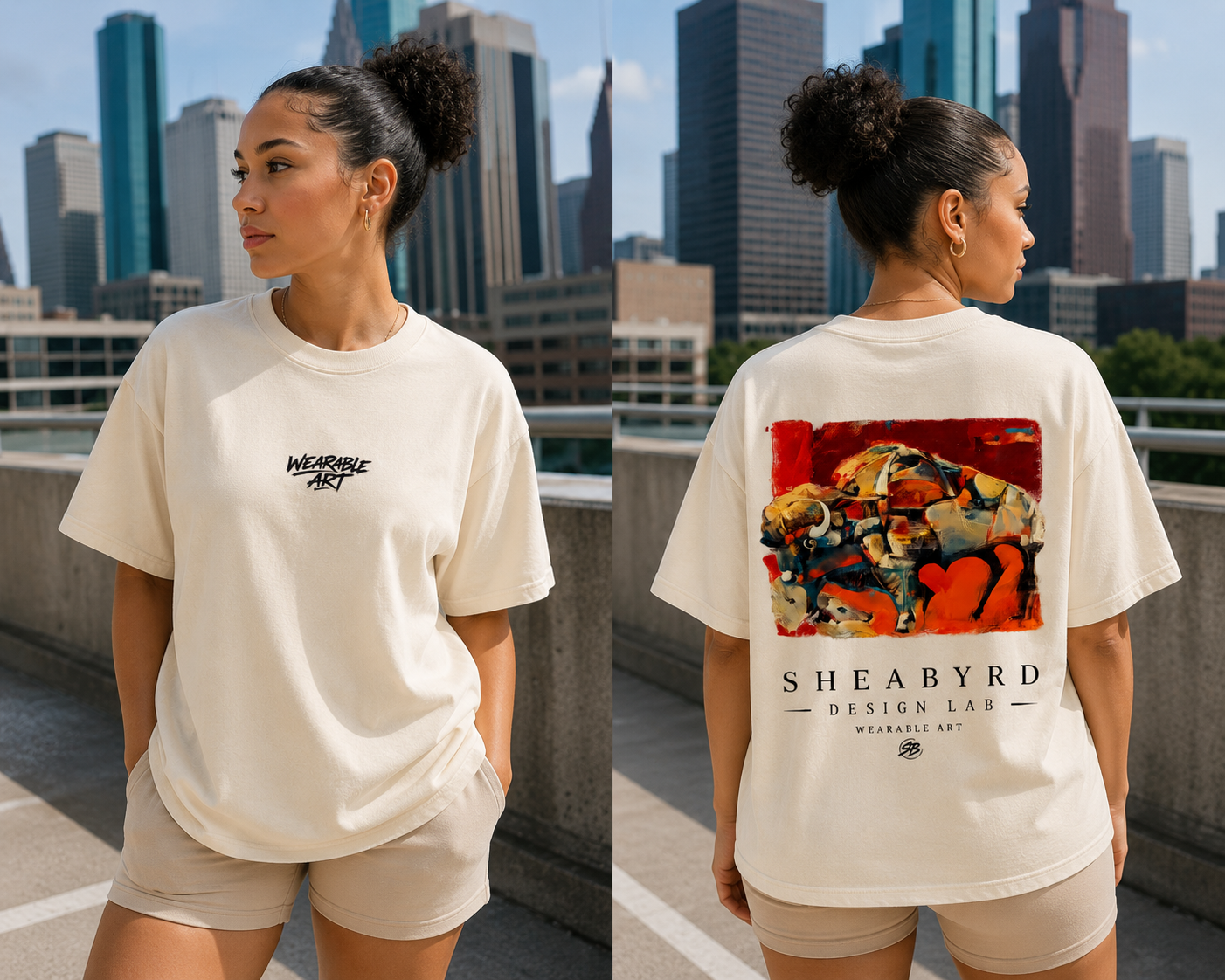 "Buffalo Bayou" Hand Painted Graphic Tee | 100% Cotton Premium Tees | Sheabyrd Design Lab