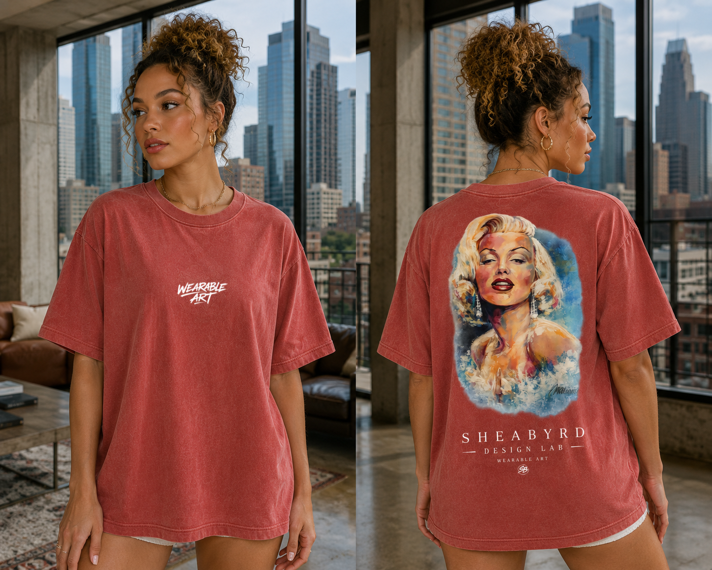 "Midtown Marilyn" Hand Painted Graphic Tee | 100% Cotton Premium Tees | Sheabyrd Design Lab