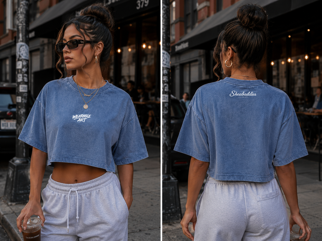 Wearable Art Women's Boxy Cropped T-Shirt | Vintage Wash |  Sheabaddies™ by Sheabyrd Design Lab