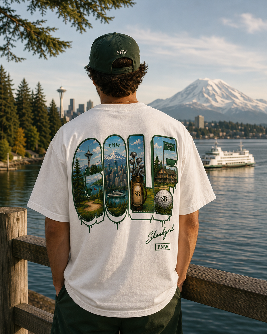 GOLF | Washington Pacific Northwest Graphic Golf Tee | Sheabyrdies by Sheabyrd Design Lab