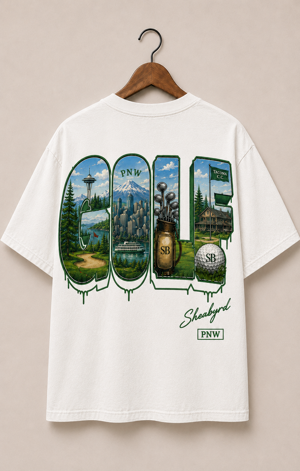 GOLF | Washington Pacific Northwest Graphic Golf Tee | Sheabyrdies by Sheabyrd Design Lab