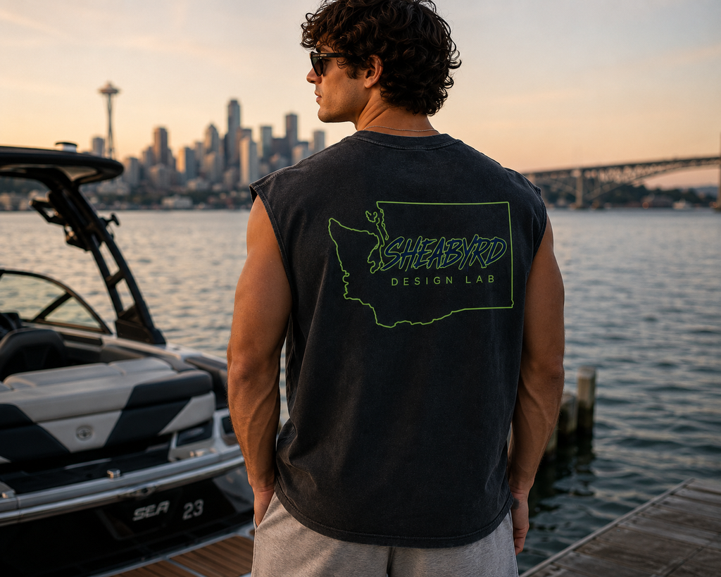 Washington Outline Cut-Off Tank | Premium Oversized Sleeveless Tee