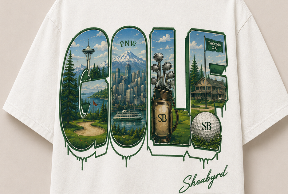 GOLF | Washington Pacific Northwest Graphic Golf Tee | Sheabyrdies by Sheabyrd Design Lab